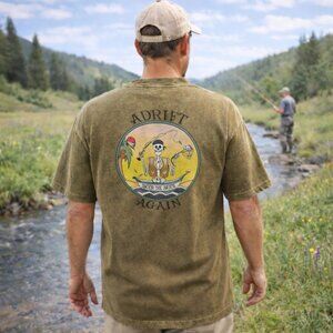 Adrift Again Garment Dyed Olive Tee | "Match The Hatch" | XL